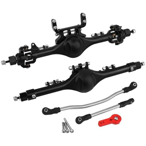 Pothyes Aluminum Front Rear Straight Axle Kit for 1/10 Axial SCX10 II Deadbolt 90046 90047 Element Enduro RC Crawler Car Modified RC Car Bodies Upgrade Part Black