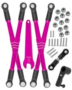 HopsupRC RC 7075 Aluminum Turnbuckles Camber Links Toe Link Upgrades Part for 1/8 Kraton 6S BLX Notorious 6S V5 Outcast 6S BLX 1/7 Fireteam Big Rock with 25T Servo Saver Arm Hops Up Pink smallest servo rc
