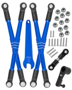 HopsupRC 7075 Aluminum Turnbuckles Camber Links Toe Link Upgrades for Big RC Trucks 1/8 Scale Kraton Notorious Outcast Fireteam Big Rock with 25T Servo Saver Arm Navy Blue
