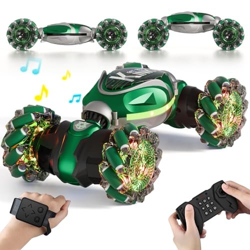 Resosese All Terrain Remote Control Drift Car for Kids with LED Lights and Rechargeable Battery