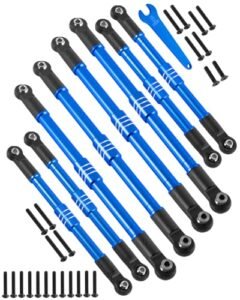 RcarmubWow 1/10 RC Body STL Compatible Pushrods with Rod Ends Links Turnbuckle Upgrades Part for E Revo 2.0 Summit Alloy Aluminium Linkage Toe Links Assembled with Rod Ends Replace 5319X 5338R 8pcs Navy Blue