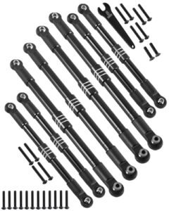 RcarmubWow 1/10 RC Pickup Body Alloy Aluminium Linkage Toe Links Assembled with Rod Ends for E Revo 2.0 Summit 8pcs Black