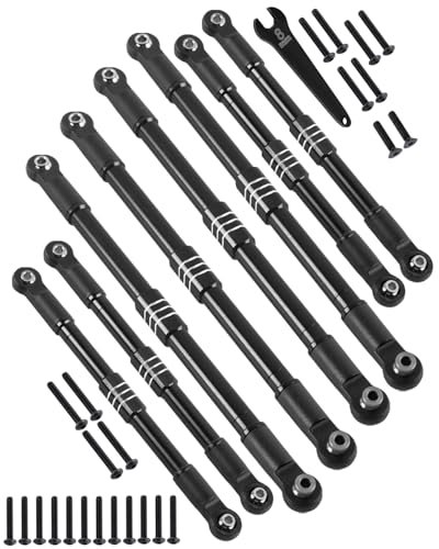 RcarmubWow 1/10 RC Pickup Body Alloy Aluminium Linkage Toe Links Assembled with Rod Ends for E Revo 2.0 Summit 8pcs Black