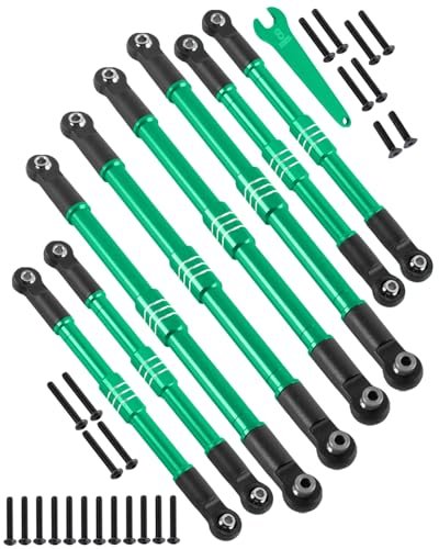 RcarmubWow 1/10 RC Lamborghini Body Alloy Aluminium Linkage Toe Links Assembled with Rod Ends for E Revo 2.0 Summit 8pcs Green