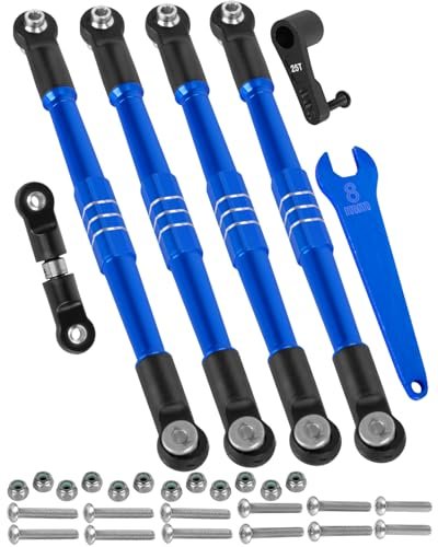 RcarmubWow RC Servo Frequency Optimized Turnbuckles Links with 25T Servo Arm for 1/8 Kraton Outcast Notorious 6S BLX Alloy Aluminium Steering Linkage Rod Navy Blue