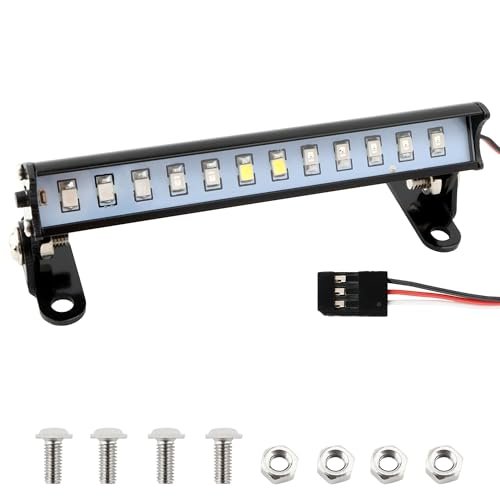 GDOOL RC Lights Bar 12 LED Lamp 8 Flash Modes 3 Colors 3.66 Inch Aluminum Headlight Accessories for Competition Nitro RC Cars Traxxas Redcat Tamiya Axial Models