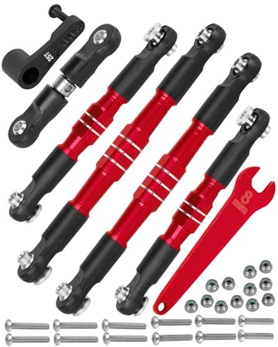 RcarmubWow RC 7075 Turnbuckles Links with 25T Servo Arm for 1/7 Infraction 6S BLX Felony 6S BLX Limitless 1/8 Typhon 6S BLX Alloy Linkage Steering Tie Rod Servo Arm Red RC Servo Jitter Fix
