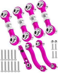RcarmubWow RC Bulldozer Metal Turnbuckles Camber Links Upgrade for 1 18 LaTrax Teton and Desert Prerunner Alloy Aluminium Steering Linkage Set Pink