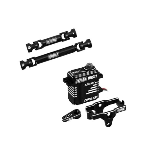 INJORA Hardened Steel Drive Shaft and Coreless High Torque Micro Servo for 1/18 RC TRX4M High Trail K10 F150 Upgrade