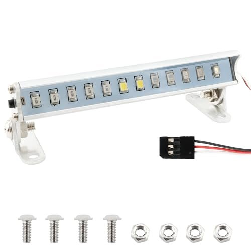 GDOOL RC Lights Bar 12 LED Lamp 8 Flash Modes 3 Colors for Carpet Oval RC Cars and 1/16 1/12 Scale Models