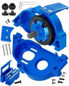HopsupRC R1 13.5 RC Motor Aluminum Motor Mount Gear Cover with 57T Spur Gear for 1/10 Kraton Outcast 4S V2 Senton Vorteks 223S V4 Typhon 223S V4 Diff Gear Gearbox Navy Blue