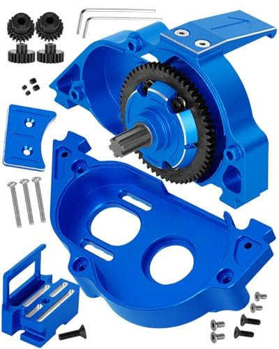 HopsupRC R1 13.5 RC Motor Aluminum Motor Mount Gear Cover with 57T Spur Gear for 1/10 Kraton Outcast 4S V2 Senton Vorteks 223S V4 Typhon 223S V4 Diff Gear Gearbox Navy Blue