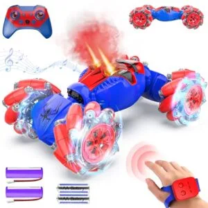 BEZGAR RC Monster Truck Jumps Gesture Sensing Stunt Car with LED Lights and Music for Kids