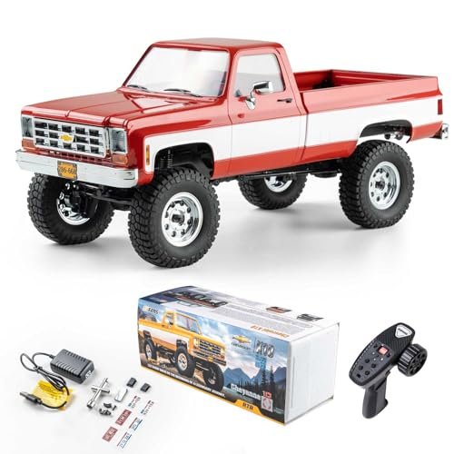 FMS FCX18 1/18 Chevrolet K10 4WD RC Trucks for Adults Officially Licensed RC Crawler with LED Lights and 2 Speeds Switch Red
