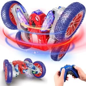 Glamis Uno RC Car 360 Rotating 4WD Remote Control Stunt Toy with LED Lights and Spray for Kids Age 4 12 Indoor Outdoor Play