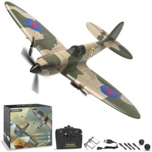 VOLANTEXRC 3 Channel RC Radio Remote Control Plane Spitfire with 6 Axis Gyro RTF for Beginners