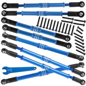 BRCatWPark Aluminum Turnbuckles Camber Links Upgrade Kit for 1 10 E Revo 2.0 Revo Summit 8Pcs RC Alloy Adjustable Turnbuckles Hop Up Replace Part5319X 5338R Navy Blue Revo RC Truck