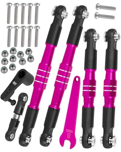 RCMYou 7075 Aluminum Turnbuckles Camber Links Upgrade for 1/7 RC Body Typhon Felony Infraction Limitless with 25T Servo Arm Pink