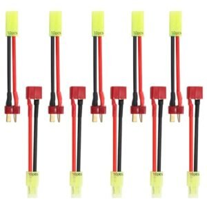 Tosiicop Mini Tamiya to Deans T Plug Adapter 10pcs 16AWG Cable for RC Airsoft Truck Battery Charging