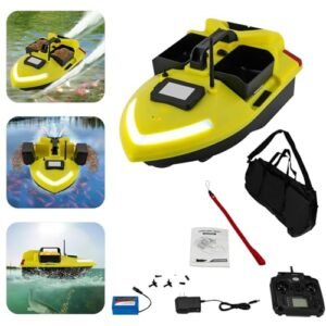 IOENC RC Boat Bait Dropper 2.4GHz High Speed Remote Control Fishing Bait Boat with 500M Range 40 Points 12000mAh Lithium Battery 4.41lbs Load Cruise Control Yellow