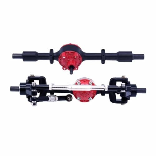 RWLZLB Metal Front and Rear Axle Set with Steering Rod for WPL C14 C24 C34 C44 B14 B24 1/16 RC Car Upgrades Parts Accessories Black A