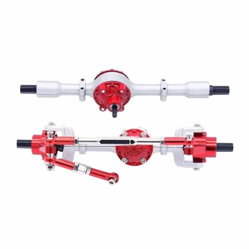 RWLZLB Metal Front and Rear Axle Set with Steering Rod for WPL C14 C24 C34 C44 B14 B24 1/16 RC Car Upgrades Parts Accessories Sliver B