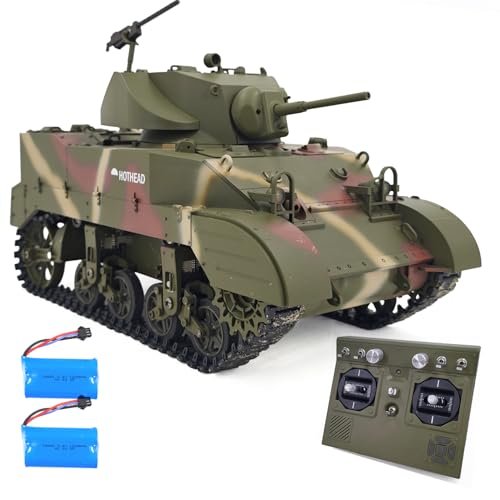 1/16 Scale RC War Airplanes US M5A1 Stuart Tank Model with Smoke Sound and 360 Degree Turret Rotation by BrandX
