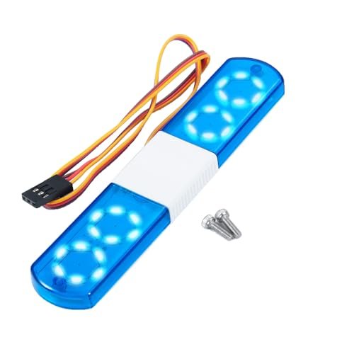 JGGZONE 1/10 RC Car Simulation Police Alarming Lights Multi Function Flash LED Lamp 115mm RC Shocks Compatible with 1/10 1/8 RC HSP Traxxa Tamiya CC01 4WD Axial SCX10 Decoration Parts Blue