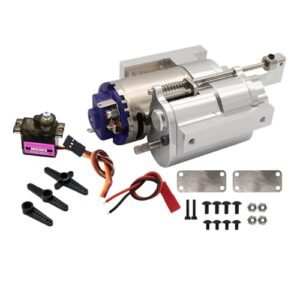 JWQFBC High Performance RC Car Gearbox Kit with Servo Motor Upgrade for the Biggest RC Mud Truck Models Silver