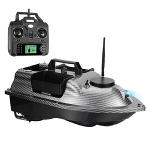 HEVMEVENI RC Fishing Boats with Line Drop-GPS Fishing Bait Boat for Carp Fishing (Carbon Fiber Color)