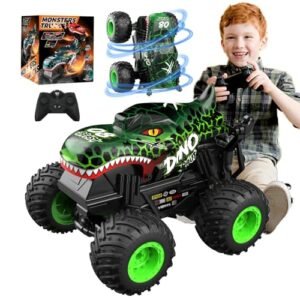 PIAUSC RC Petrol Trucks Jumping Monster Toy 2.4GHz Remote Control Dinosaur Truck with 360° Rotation Drift and Rechargeable Batteries