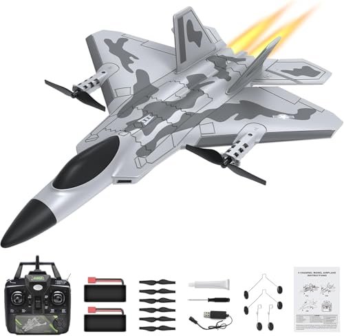 AIGIMU F22 Fastest RC Fighter Jet 2.4GHz Remote Control Airplane with 4CH 6Axis Gyro Stabilizer and Night Lights for Adults Kids
