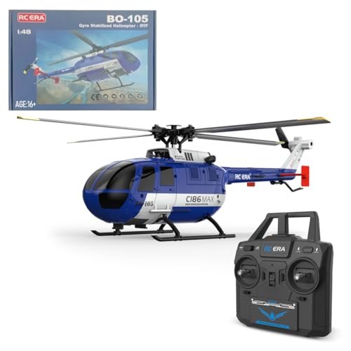 KAROYD Thunder Tiger Raptor 30 RC Helicopter C186MAX BO105 Model 4CH Six Axis Gyroscope Flybarless Toy with Modular Batteries RTF Total Control Version
