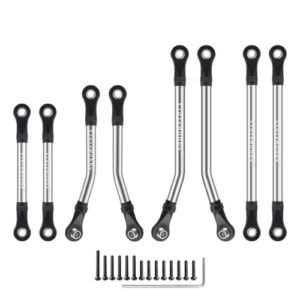 CrazyHobby RC Willey Clearance Rugs High Clearance Stainless Steel Chassis Linkage Set for 1/18 Traxxas TRX4M Bronco Defender RC Crawler Upgrade Parts 8Pcs