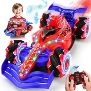 DRXHU Sectionals RC Willey Large Remote Control Car for Kids with 360 Rotating Feature Light Music and Spray 2.4GHz Rechargeable Toy Gift for Boys Girls Ages 4 12