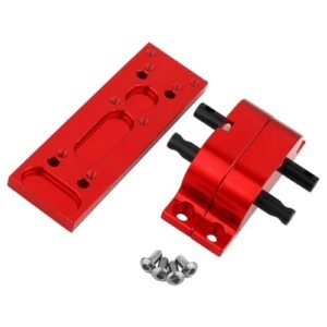 Pothyes Metal Alloy 1 1 Transfer Case Gearbox Transmission with Mount Plate for Axial SCX10 D90 1/10 RC Crawler 1/14 Tamiya RC Truck Tractor Upgrade Parts Red