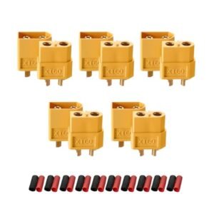 Ledvillage 5 Pairs, XT60H XT-60 Male & Female Bullet Connector Plug for RC Car/Boat/LiPo Battery (Heat Shrink Tube Included)