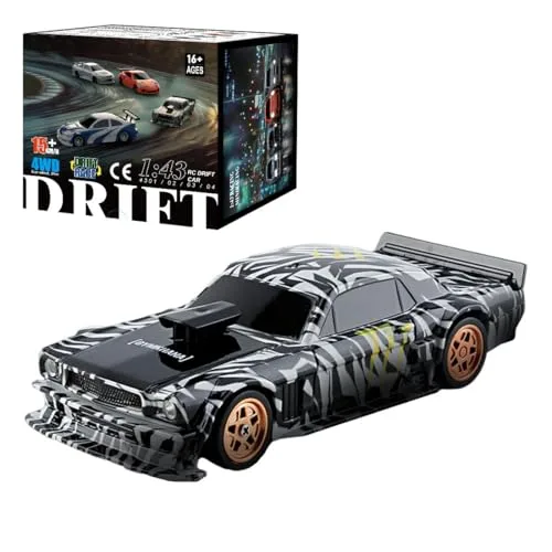 HERR Mustang RC Car Drift 1 43 Scale 2.4G Full Scale Linkage Light Set Max Speed 15km h Indoor Mini RC Toys Hobbyist Gift Black White RTR Version