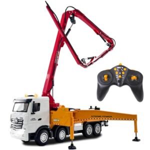 Fistone 11 Channel 2.4G RC Construction Trucks Concrete Pump Toy with Working Water Pump Lights and Sounds