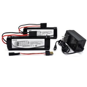 Elxjar 2 Pack 7.2V 3000mAh Ni MH Battery with TRX Connector and Balance Charger for RC Boat Trailer and Truck Traxxas Series 4 Models