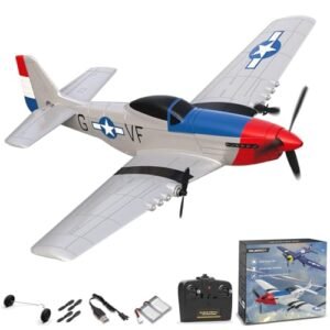 VOLANTEXRC P51D Mustang 3 Channel RC Plane Controls with 6 Axis Gyro Stabilizer Easy to Fly Remote Control Airplane for Beginners