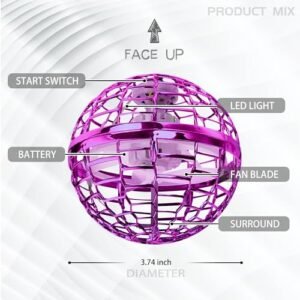 Galaxy Mini Drone Flying Orb Ball Toy Hand Controlled LED Light Up Gift for Kids Ages 6 7 8 9 10 and Up