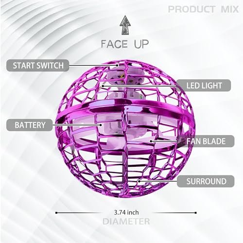 Galaxy Mini Drone Flying Orb Ball Toy Hand Controlled LED Light Up Gift for Kids Ages 6 7 8 9 10 and Up