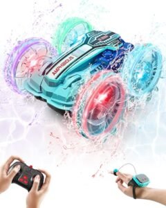 AquaTrax RC Sportfish Boat 4WD Gesture Waterproof Remote Control Toy with LED Lights for Kids Ages 8 13
