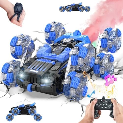 Yokomo RC Drift Cars 8WD Gesture Sensing Stunt Remote Control Car with 2.4Ghz Hand Control Spray Light Sound and 360 Rotation for Kids Ages 8 13