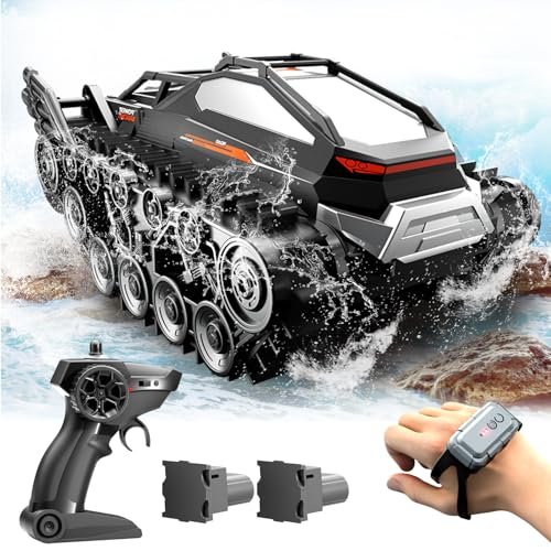 JoyToy Land and Water RC Truck Amphibious Remote Control Car with Gesture Sensing 360 Rotating Stunt Crawler for Kids Adults Includes 2 Rechargeable Batteries