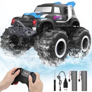 BEZAR Custom RC Monster Truck Amphibious All Terrain 4WD Off Road Remote Control Car with 2 Rechargeable Batteries for Kids Age 4 12