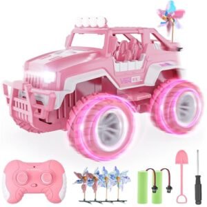 BEZGAR Pink RC Jeep Truck Body 1 16 Scale Remote Control Car with 4 Windmills and LED Lights for Girls