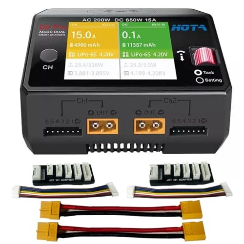 HOTA D6 Pro Smart Charger Coats RC 15A Tire Changer Parts Dual Channel AC200W DC650W for Lipo LiHv NiMH Batteries