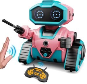 DWIRCTOYS Remote Control Robot Toy with LED Eyes Gesture Sensing Recording Function for Kids Age 3 and Up
